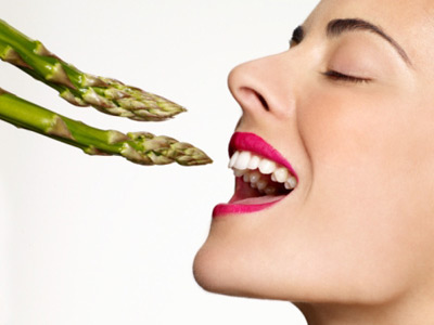 Asparagus being bitten off