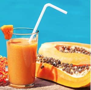 A Papaya fruit cocktail  juice 