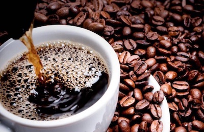 Coffee beans being poured on
