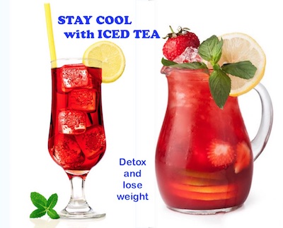 Iced red tea in glass nd a jug